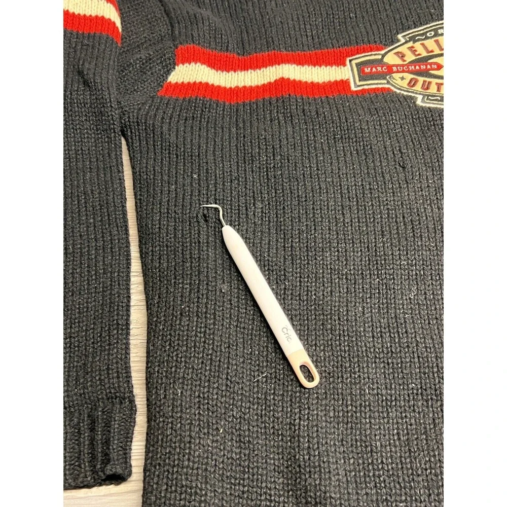 Vintage Pelle Pelle Sweater Mens 2XL‎ Black Red Knit Pullover Logo